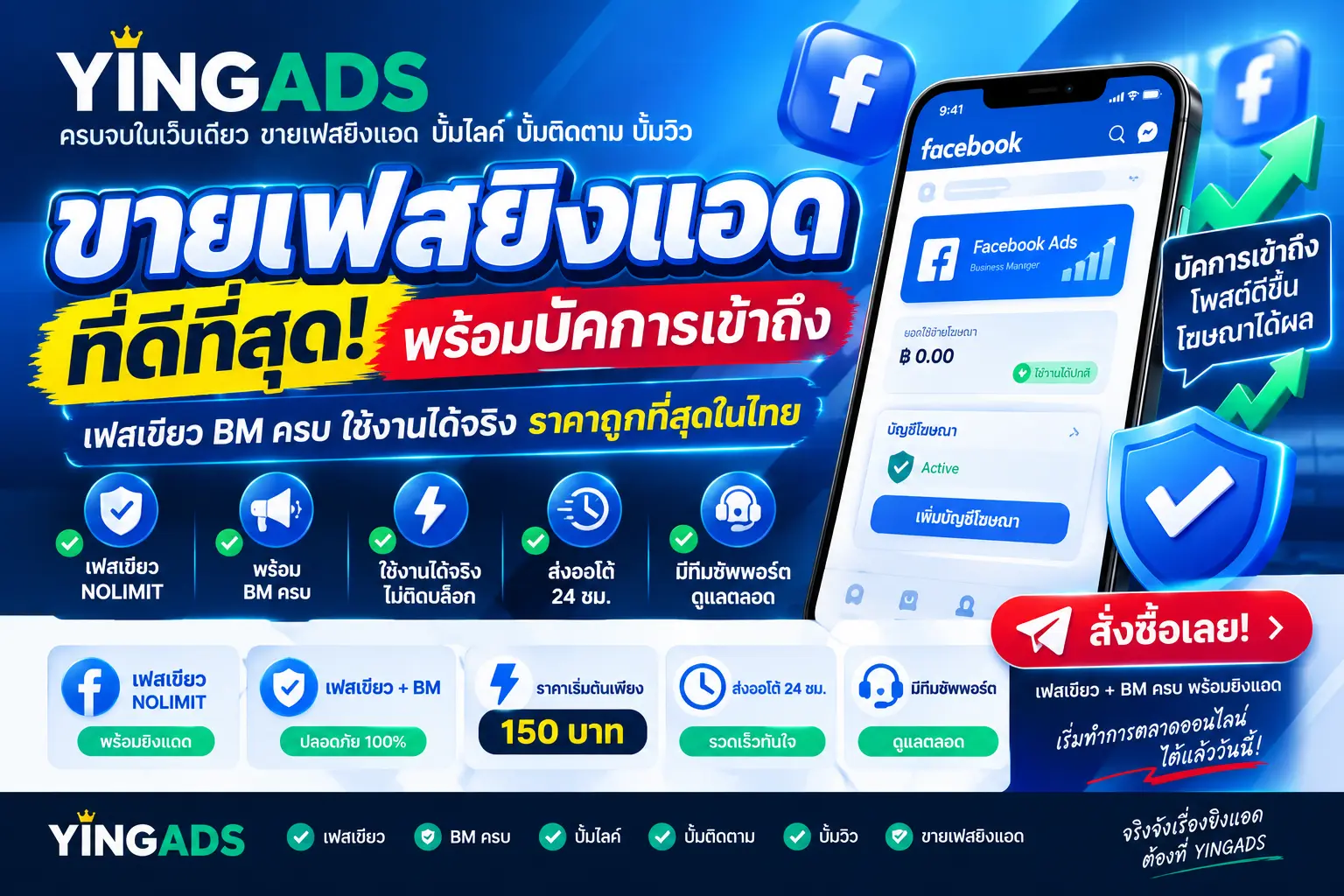 ขายเฟสยิงแอด เฟสเขียว พร้อม BM และฟีเจอร์ช่วยเพิ่มการเข้าถึง
